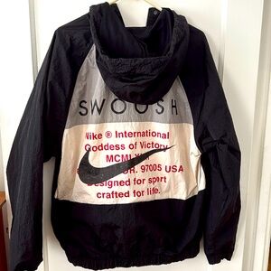 Vintage 90s Nike Double Swoosh Windbreaker – Size Medium – Black/White